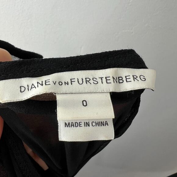 Diane Von Furstenberg DVF Floral Mesh Yarra Habotai Black White Dress 0 XS $598 - Picture 6 of 8